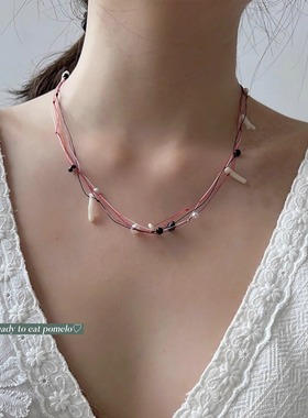 彩绳天然玉石珍珠珊瑚多层项链