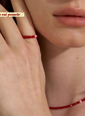 定制*正红粉色水晶项链百搭