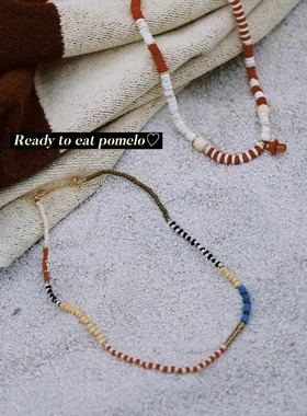 复古游园会*玉石彩色拼接项链