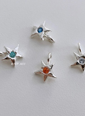 s925纯银*五角星彩色钻石项链