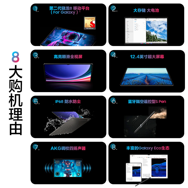 【顺丰速发至高12期免息】三星/Samsung Galaxy Tab S9+平板电脑追剧智能2023新款学生学习网课办公-图1