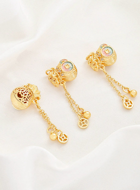 祢饰妮铜镀真金钱袋上上签吊坠