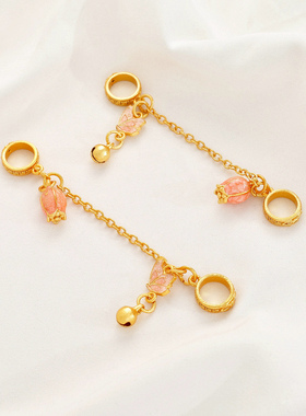 祢饰妮铜镀沙金葫芦爱心流苏吊坠
