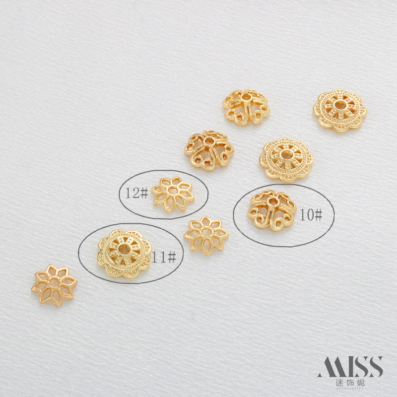 14K包金保色哑金倒模花式镂空花托蕾丝珠托珠帽diy手工首饰品配件 - 图2