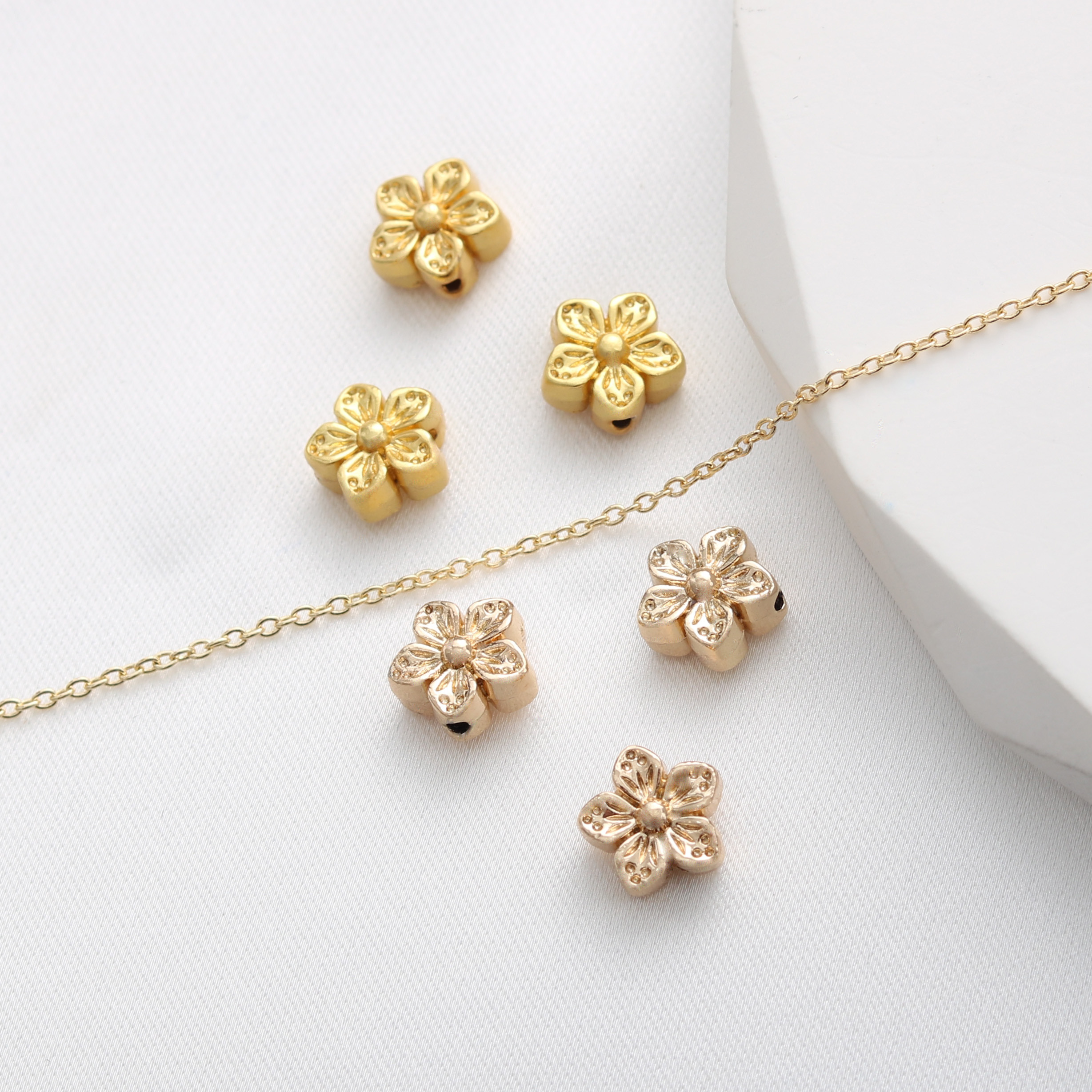 14K包金保色双面五叶花隔珠diy手工串珠散珠隔片手链项链配饰配件 - 图2