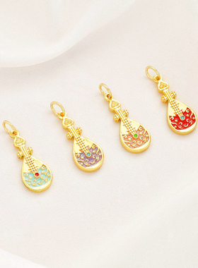 祢饰妮铜镀金保色景泰蓝吊坠