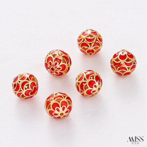 18K包金保色哑金烧蓝滴油镂空绣花珠隔珠diy手工手链项链饰品配件 - 图1