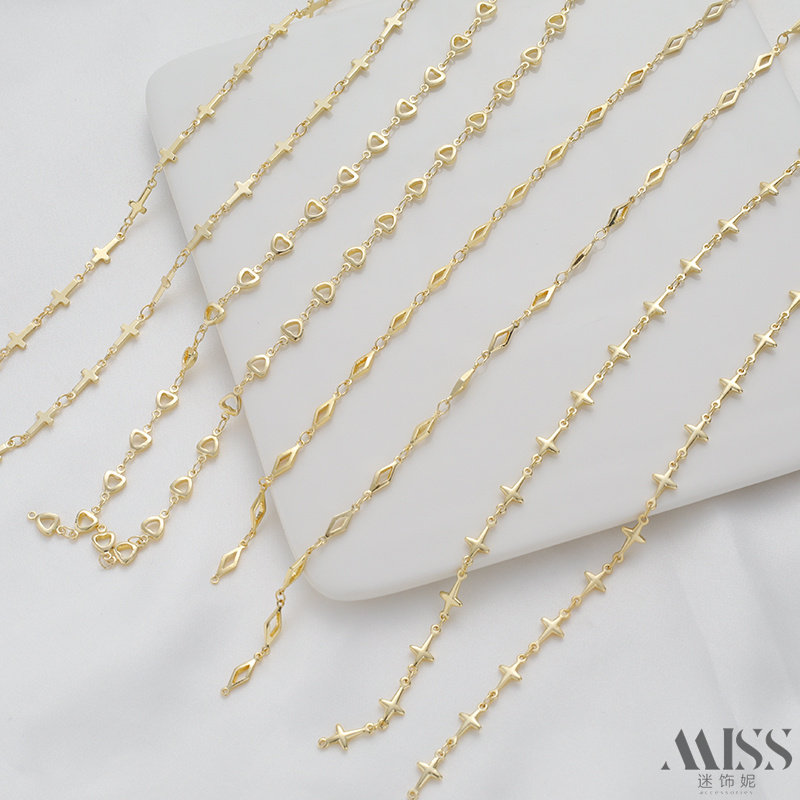 14K包金保色十字架星星爱心菱形手工链条diy配件饰链手链项链耳饰,淘宝优惠券,粉丝福利购,淘宝优惠卷