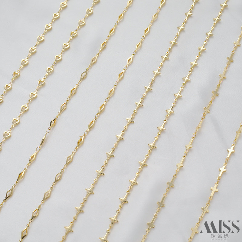 14K包金保色十字架星星爱心菱形手工链条diy配件饰链手链项链耳饰,淘宝优惠券,粉丝福利购,淘宝优惠卷