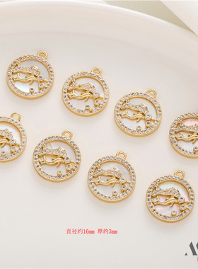 女金属镀金镶锆石保色吊坠包邮