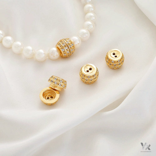 14K包金保色满镶锆石收尾螺丝扣旋转连接扣diy珍珠手链项链扣配件 - 图2