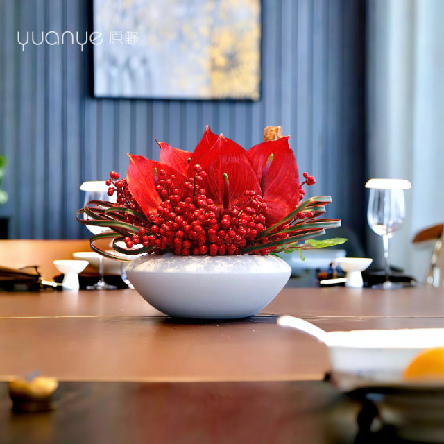 Hotel round table carousel Chinese high-end restaurant fake flowers