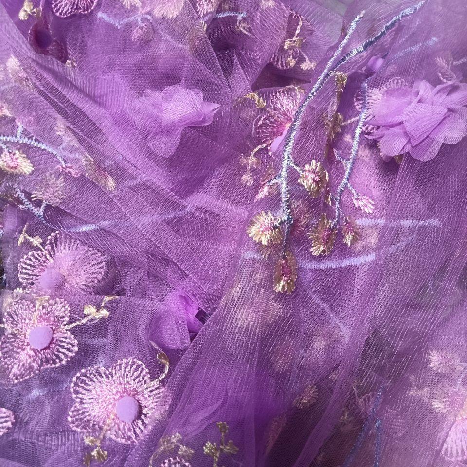 新品柔软网纱3D立体刺绣蕾丝面料珠子瓣订花服装女裙子绣花布料,淘宝优惠券,粉丝福利购,淘宝优惠卷