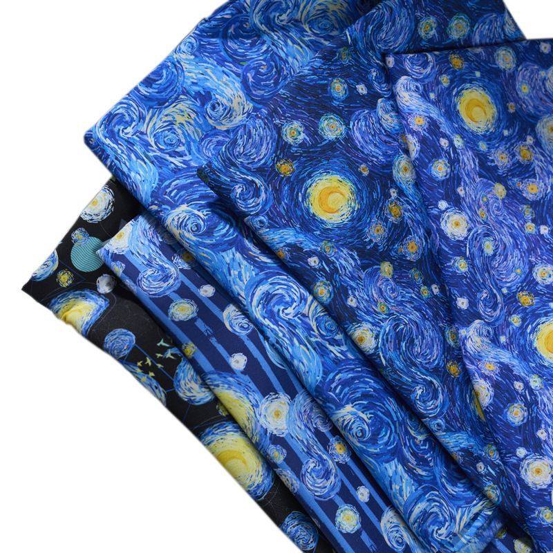 复古文艺梵高星空系列印花布料diy包书花束童装连衣裙平纹面料,淘宝优惠券,粉丝福利购,淘宝优惠卷