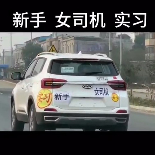 女新手电动车贴女司机汽车创意新手上路警示实习装饰个性文字贴纸 - 图1