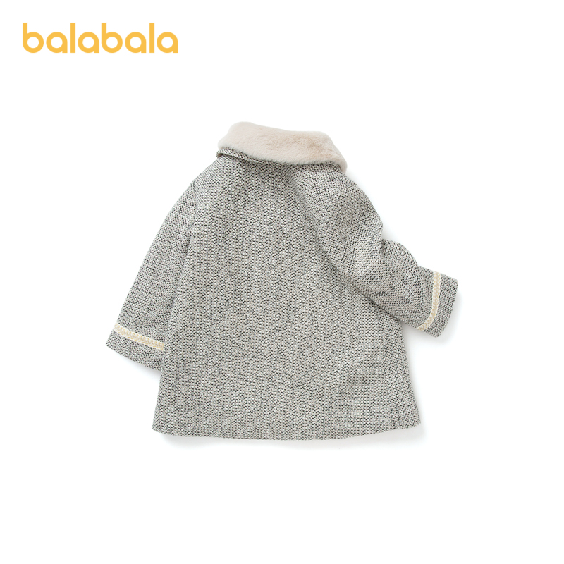 巴拉巴拉童装儿童外套女童秋冬新款宝宝法式小香风中长款大衣