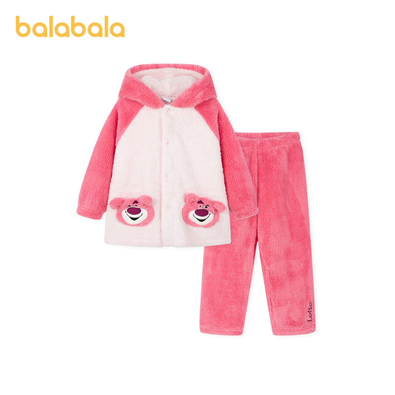 【迪士尼IP】巴拉巴拉儿童男女童睡衣冬季家居服套装珊瑚绒草莓熊