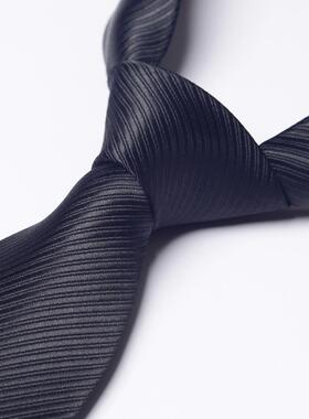 黑色系列素纹纯色领带男士商务正装休闲时尚拉炼免打结手帕1002r