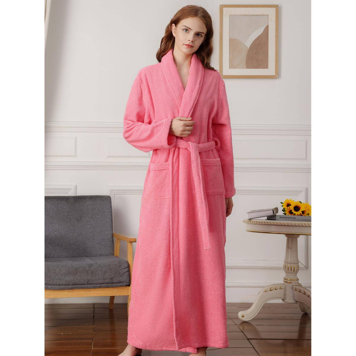 秋冬浴袍女成人浴衣加长款加厚秋冬季男士睡袍1009c - 图2