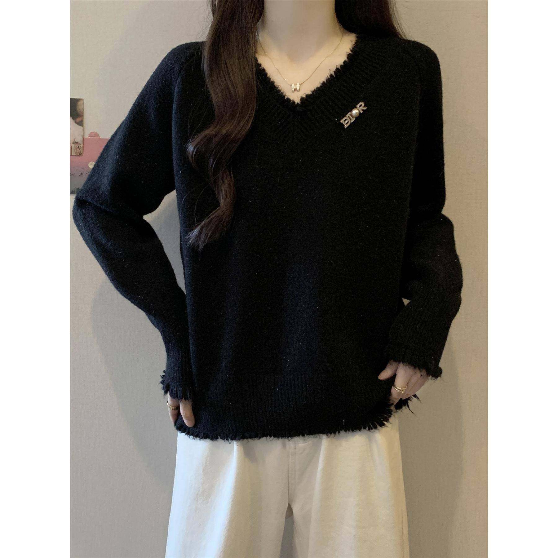 春秋大码女装胖mm毛衣V领针织衫流苏宽松显瘦遮肉长袖正肩0111r,淘宝优惠券,粉丝福利购,淘宝优惠卷