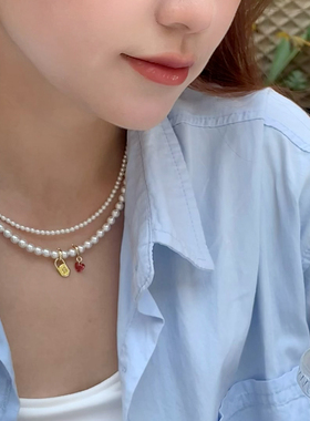 字母爱心双层项链女时尚通勤