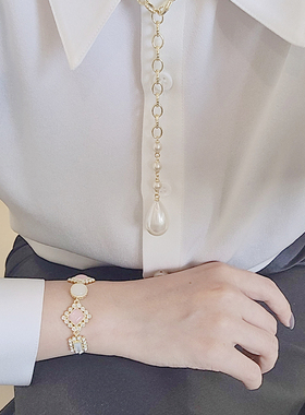 蜜桃粉色复古琉璃手链宫廷公主风