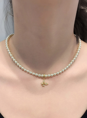 金色蝴蝶结项链礼物送女友设计感