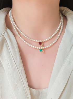 Annaya字母数字淡水珍珠项链