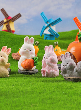 微景观创意萝卜小兔子公仔 宠物园艺diy造景装饰品配件桌面小摆件