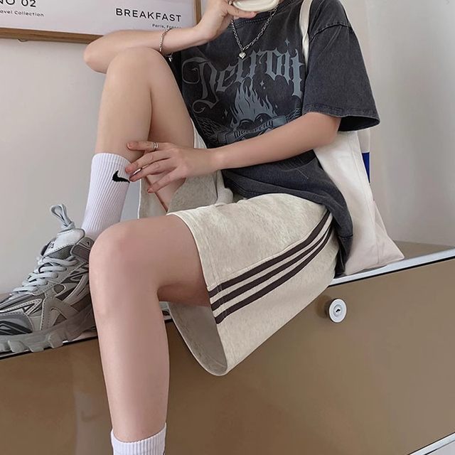 High waist Korean version of Emperor Xiao Ting five-point relaxed student leisure