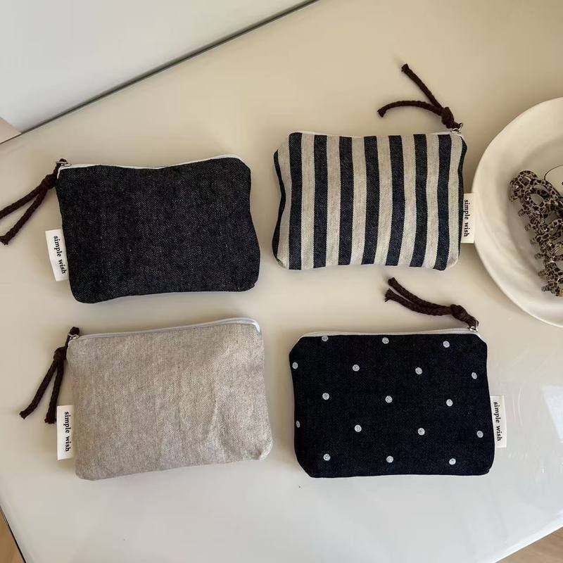 【素希布包】复古小众牛仔帆布零钱包迷你拉链小布袋口红耳机收纳,淘宝优惠券,粉丝福利购,淘宝优惠卷
