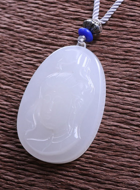 天然观音吊坠白玉挂件