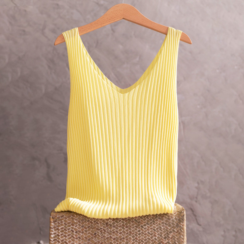 v领白色冰丝女外穿针织内搭吊带衫 新娜服饰背心吊带