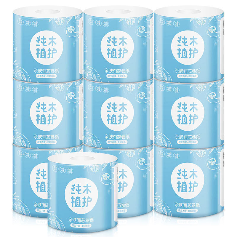 植护10有芯家用厕纸卷筒纸巾餐巾 植护素木岭卷筒纸