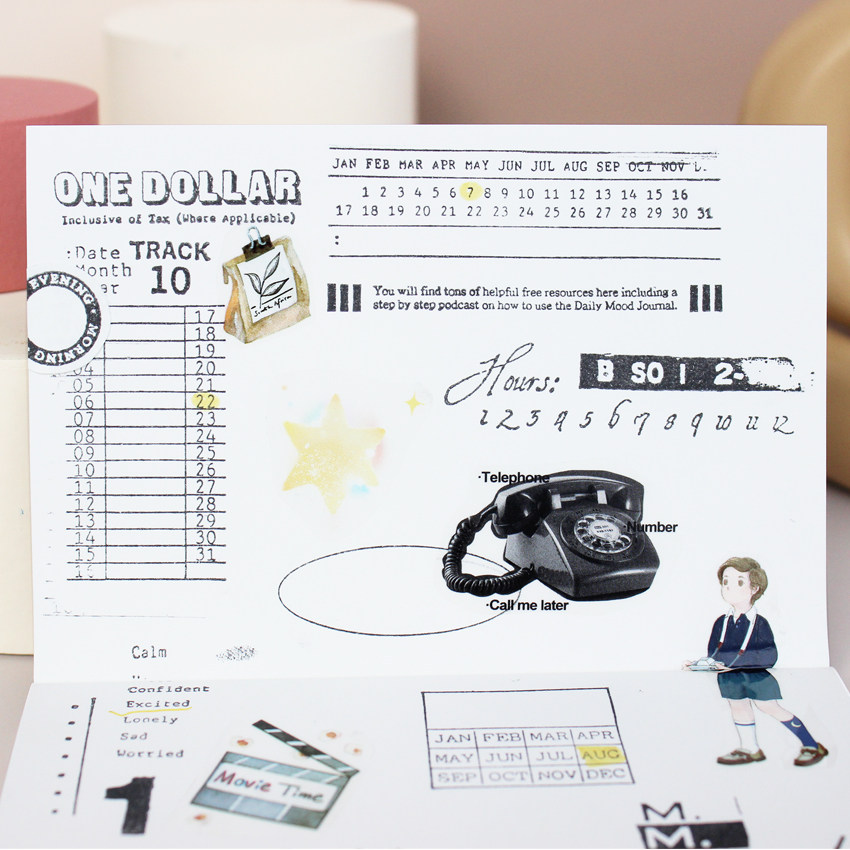 moodtape万用小卡便签日月付标签集素材橡胶皮章透明mood手帐印章,淘宝优惠券,粉丝福利购,淘宝优惠卷