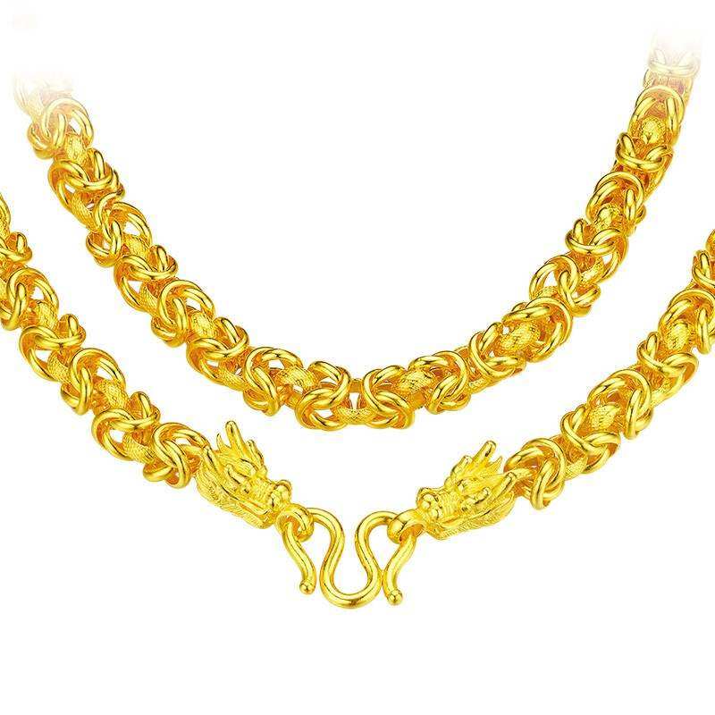 越南男镀黄金首饰泰国圆珠沙金项链 彩芮项链