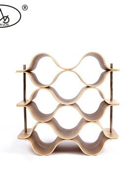 波浪形酒架餐厅酒吧可拆卸组装实木红酒架子欧式家居摆件倒酒架