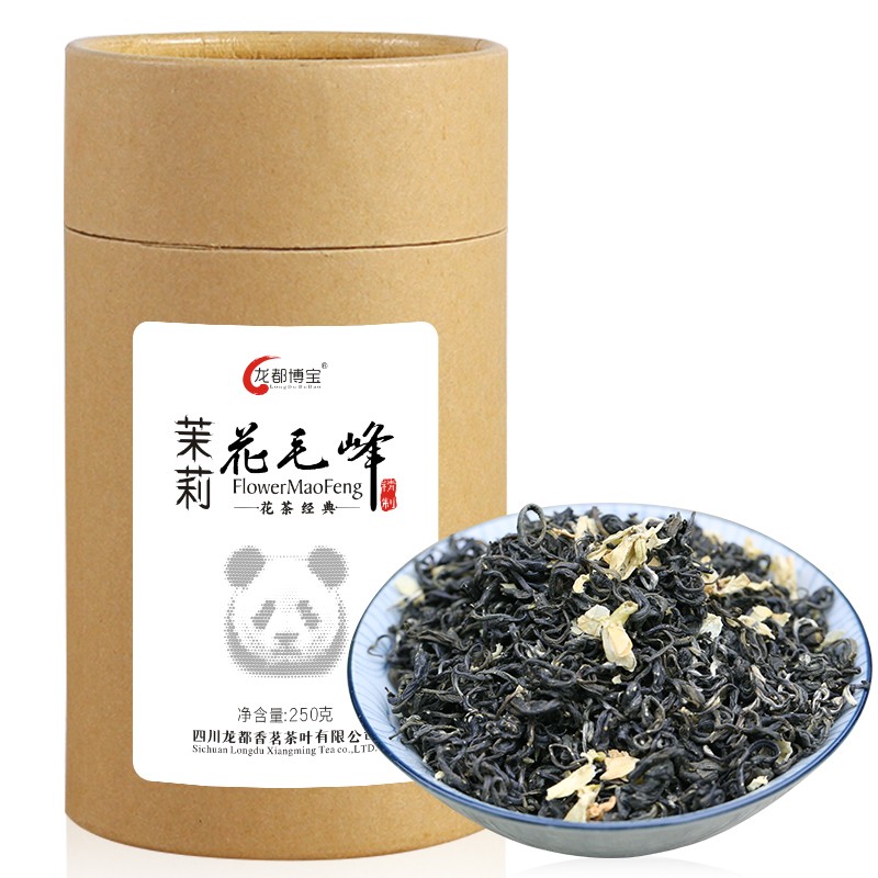 龙都博宝花毛峰特级茉莉毛尖250g 四川浓香毛峰茉莉花茶 - 图0