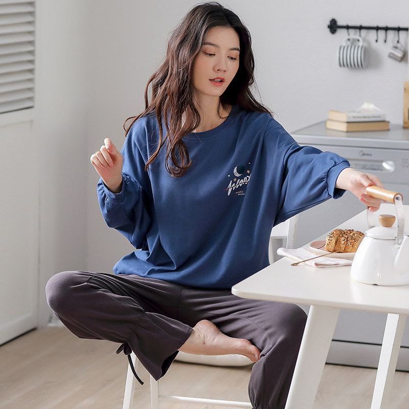 睡衣女纯棉长袖韩版春秋季两件套装秋冬可出门休闲家居服薄款套装,淘宝优惠券,粉丝福利购,淘宝优惠卷