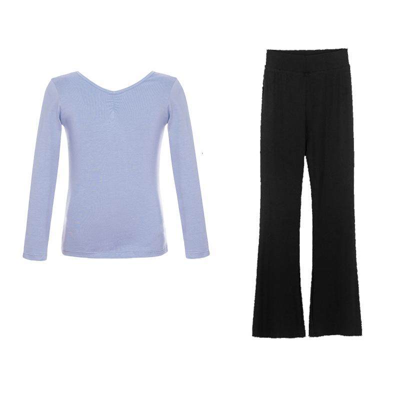 儿童舞蹈服分体套装女童秋季短袖上衣裤子练功服喇叭裤女跳舞服装,淘宝优惠券,粉丝福利购,淘宝优惠卷