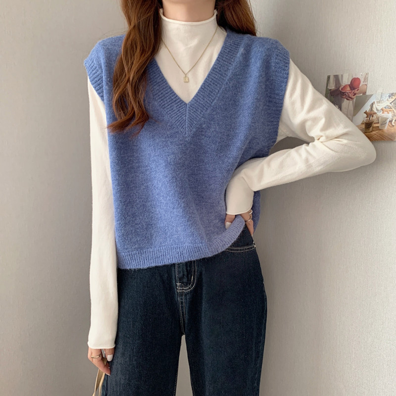 无袖针织马甲女春秋薄款v领宽松短款外搭叠穿马夹毛衣背心打底衫,淘宝优惠券,粉丝福利购,淘宝优惠卷