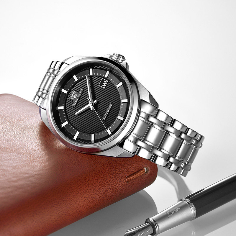 正品自动男士防水钢带送礼天王表 天王天唯雅国产腕表