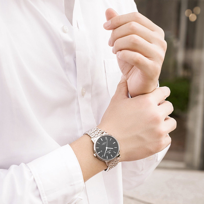 天王男士新款钢带防水时尚潮石英表 天王天唯雅国产腕表