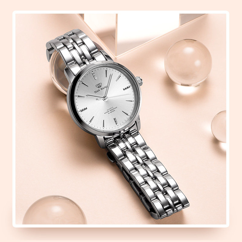 正品钢带防水ins风时尚个性天王表 天王天唯雅国产腕表