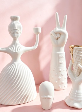 尖货！Jonathan adler ALBA女神muse联排烛台轻奢设计陶瓷摆件