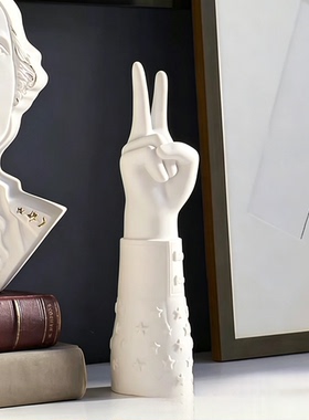 尖货！JA peace hand手雕塑陶瓷创意设计摆件现代简洁样板房软装