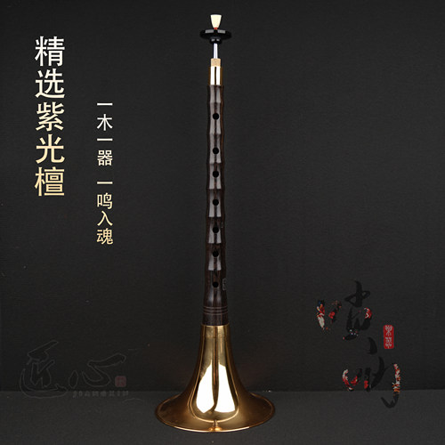 八音唢呐初学者专业乐器全套乌木黑檀D调降B红木喇叭吹服务紫光檀 - 图0