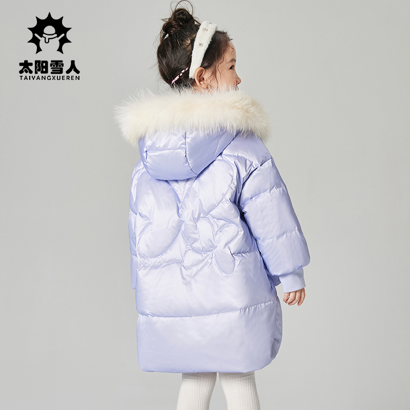 太阳雪人童装宝宝羽绒服女2022新款洋气加厚小童羽绒服中长款冬厚