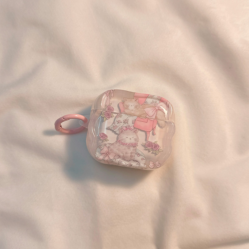 奶呼呼可爱碎花猫咪适用AirPods4保护套新款iPod苹果耳机壳少女1/2代无线蓝牙3代airpodspro2代软防摔保护壳 - 图1