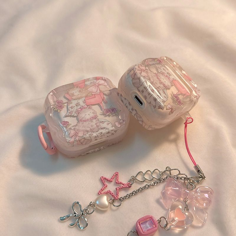 奶呼呼可爱碎花猫咪适用AirPods4保护套新款iPod苹果耳机壳少女1/2代无线蓝牙3代airpodspro2代软防摔保护壳 - 图3